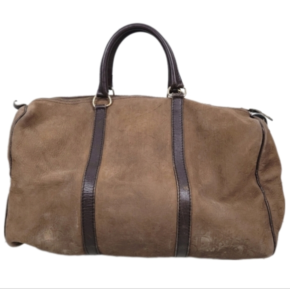 CHRISTIAN DIOR | vintage debossed suede monogram luxury trotter boston bag - Picture 1 of 16